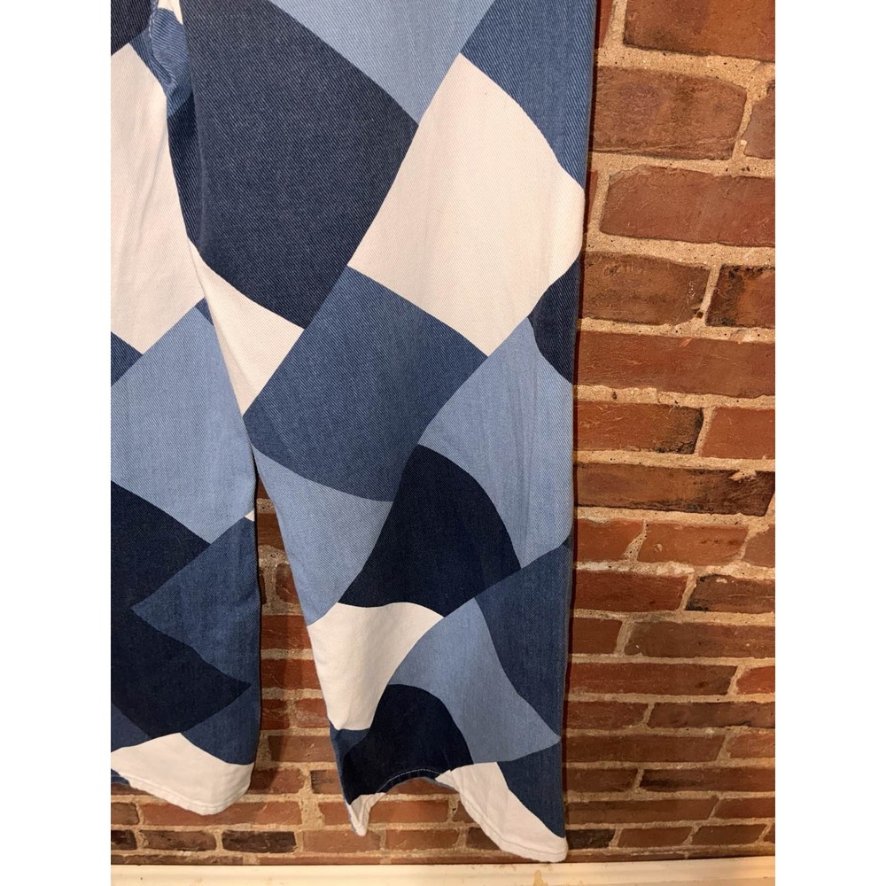 Blue White‎ Diamond Pattern Wide Leg Jeans - Picture 9 of 9